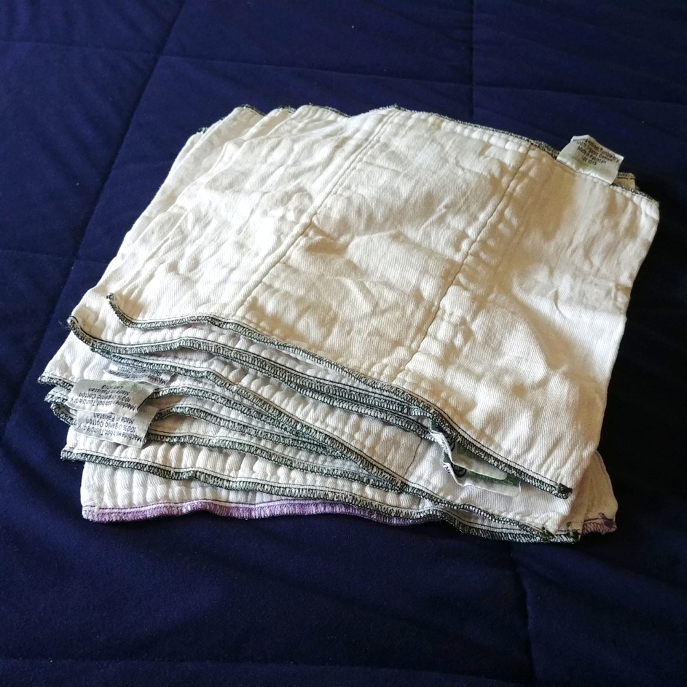 Lot of 12 Organic Cotton Prefold Nicki's Cloth Diapers - 13"